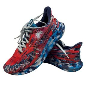 ASICS Noosa Tri Running Shoes Red Blue Graphic Athletic Size 9.5